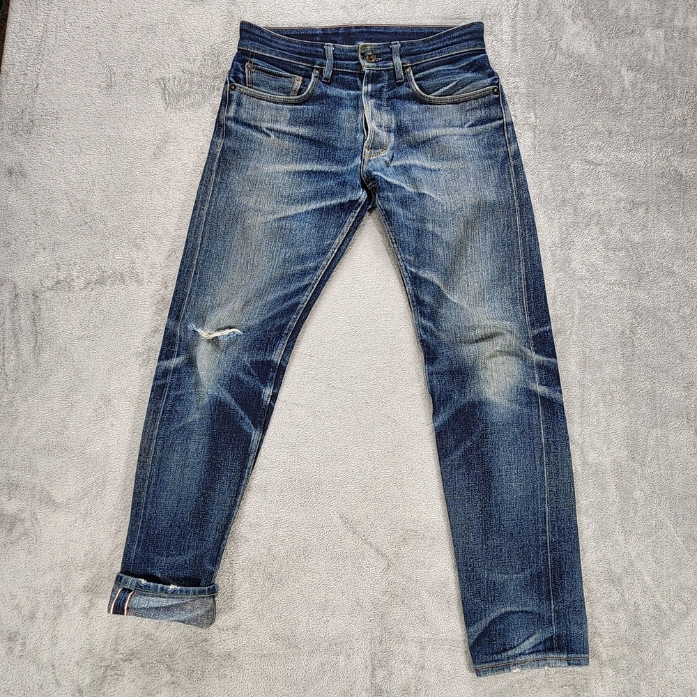 Railcar Fine‎ Goods Super Slub Jeans Mens 30x29 Selvedge Slim Taper Spikes X034